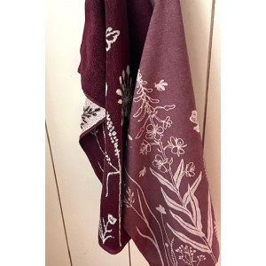 Hand- en Theedoek - Wild Flowers - Burgundy